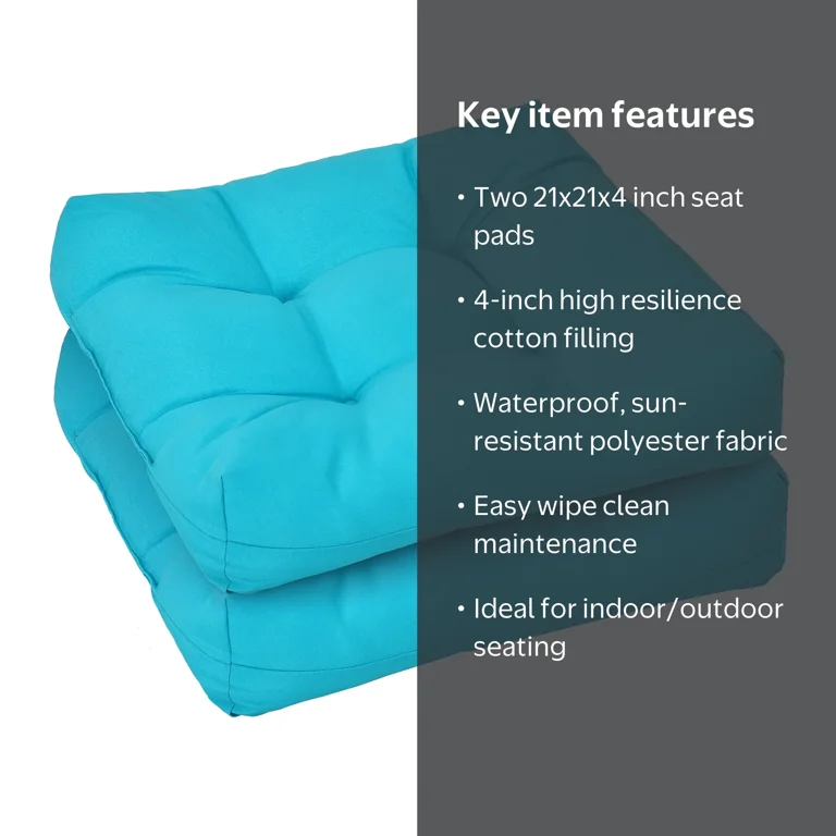 Costway, Patio Chair Seat Cushion Pads, 21''x21''x4'', Blue