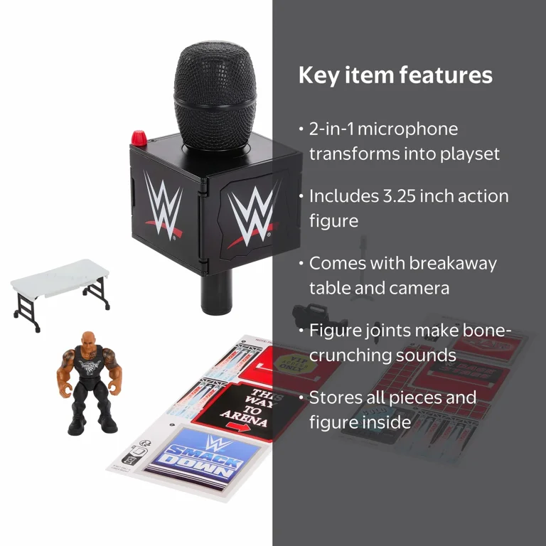 WWE Knuckle Crunchers Final Boss Microphone Playset with The Rock