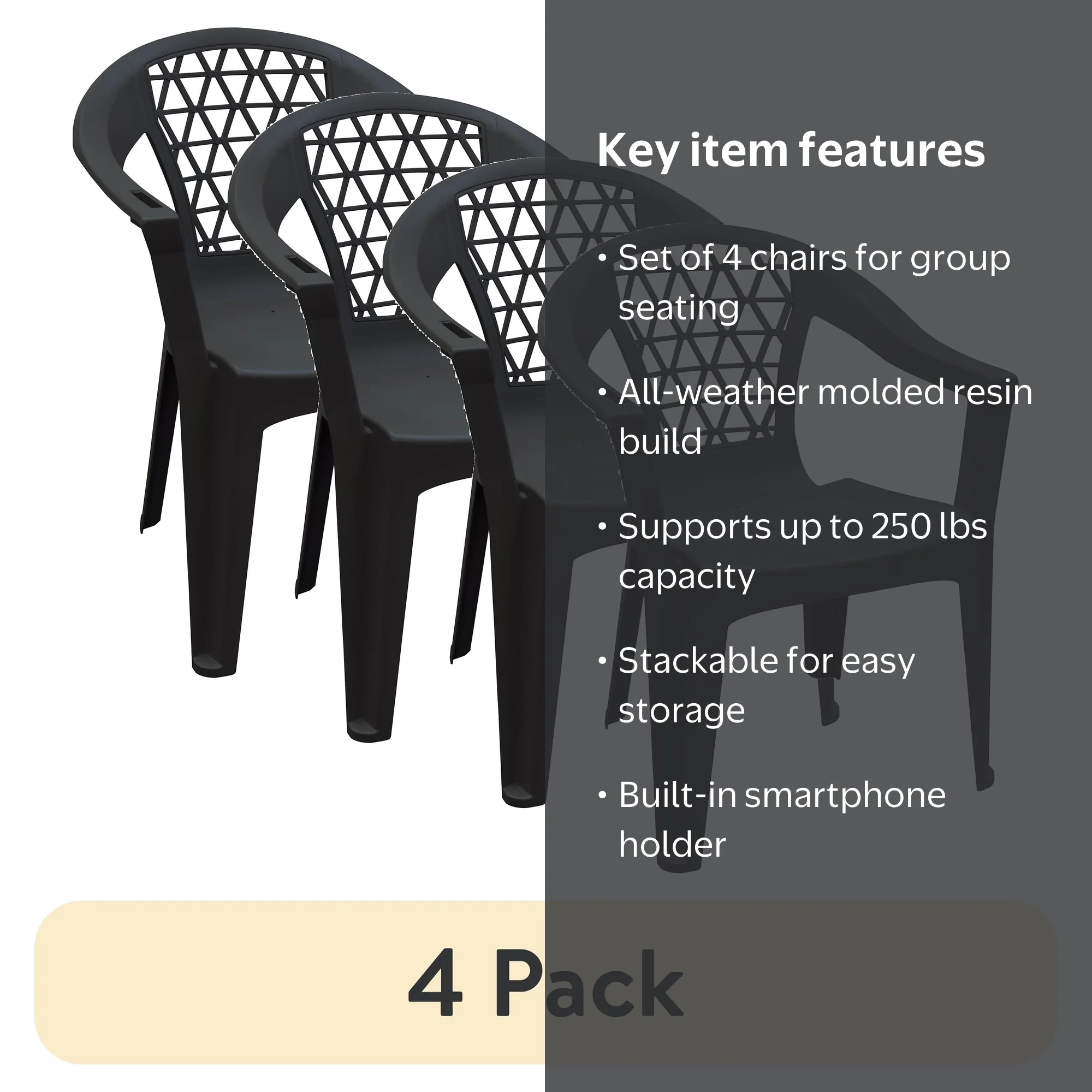 Adams Manufacturing Penza Patio Pool Chair Black Waterproof
