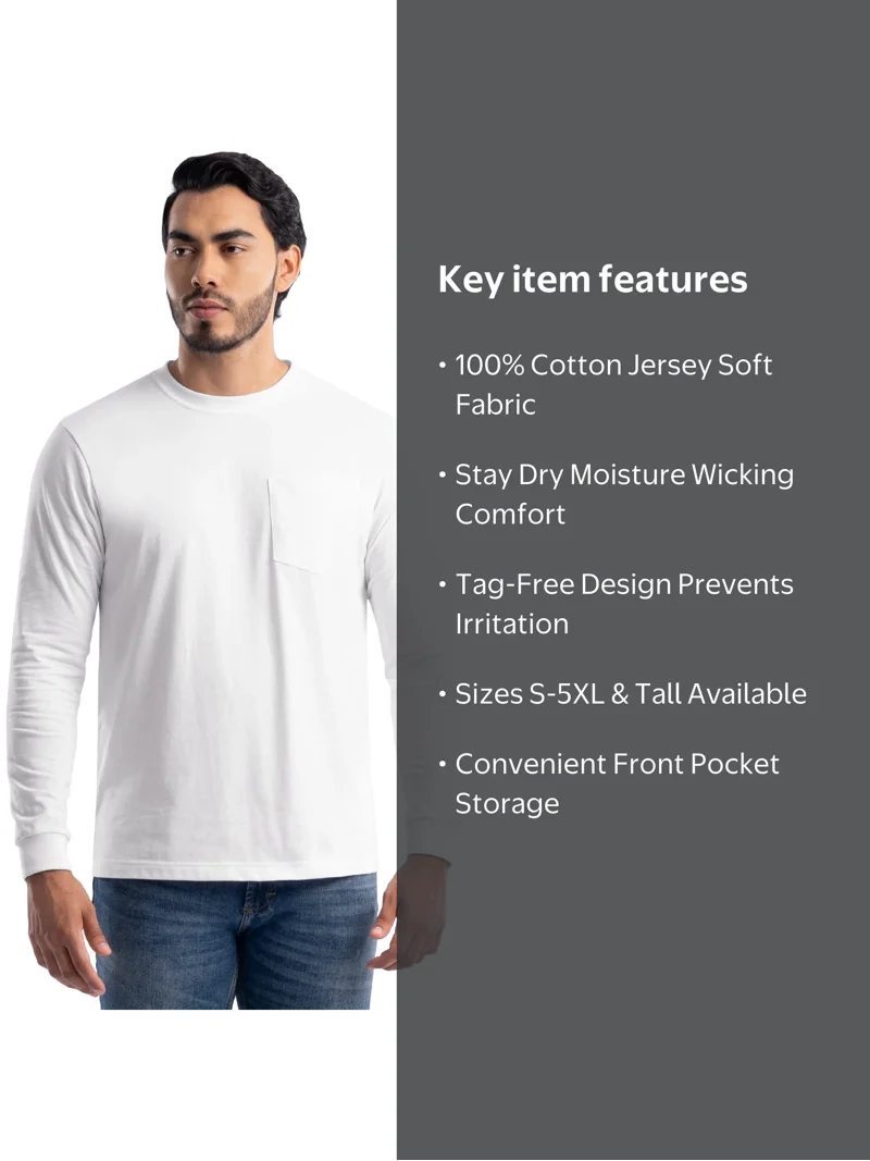 Brahma Men's Long Sleeve Core Tee, 100% Cotton, Moisture Wicking
