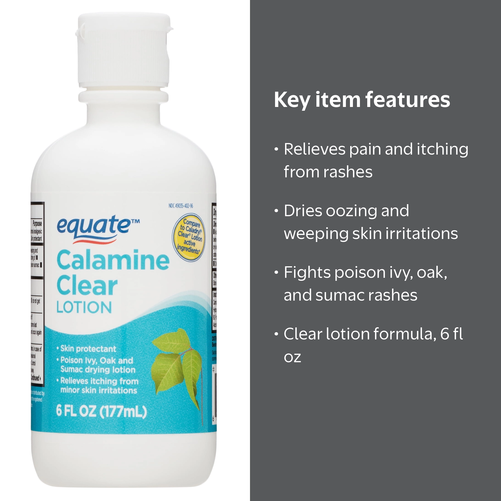 Equate, Calamine Clear Lotion for Itching and Rashes, 6 fl oz