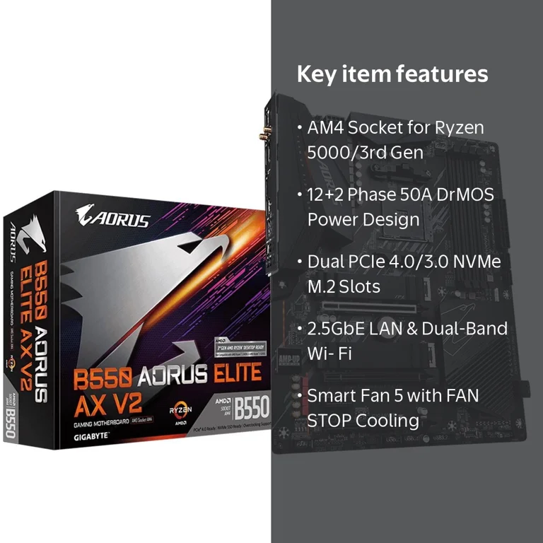 GIGABYTE B550 AORUS ELITE V2 Gaming Motherboard, Dual M.2, SATA