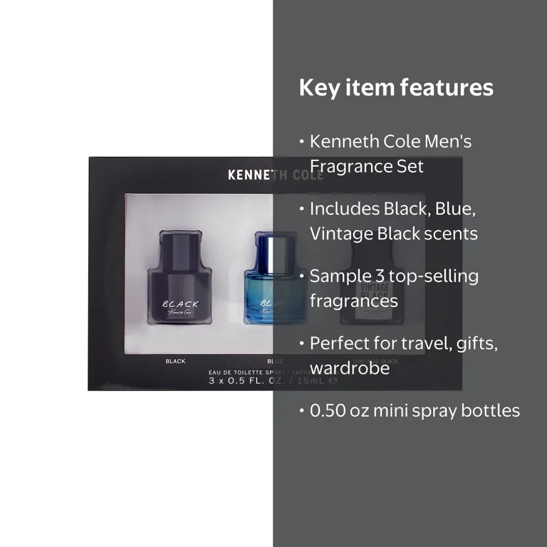 Kenneth Cole, Assorted Mini Cologne Gift Set for Men, 3 Pieces
