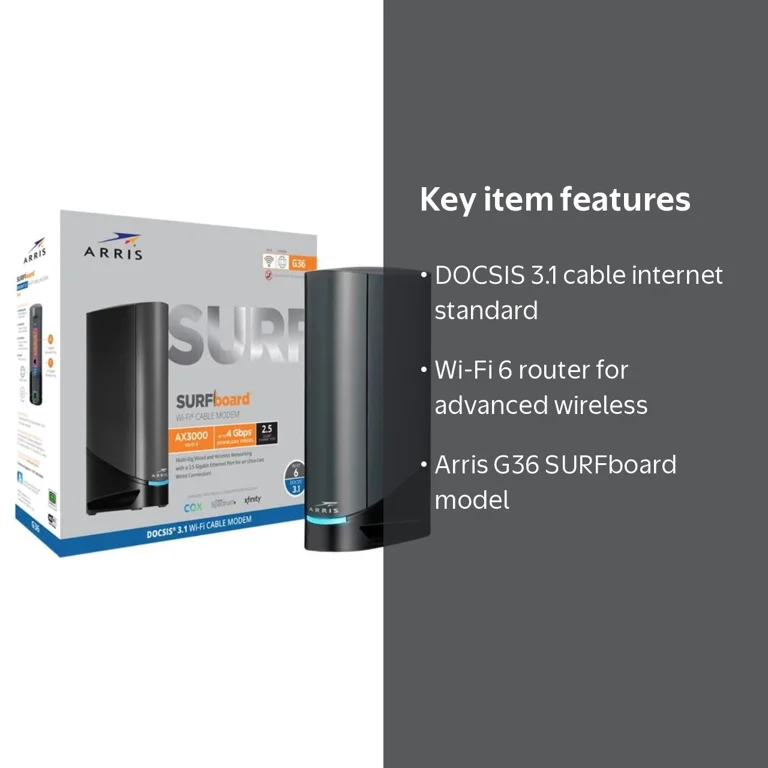 ARRIS, SURFboard® DOCSIS® 3.1 Gigabit Modem and Wi-Fi® 6 Router