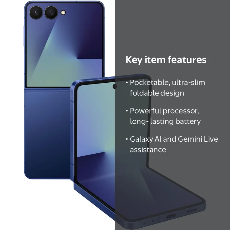 Samsung Galaxy Z Flip7 5G, 512GB, 12GB RAM, Blue, 6.9 in - Walmart.com
