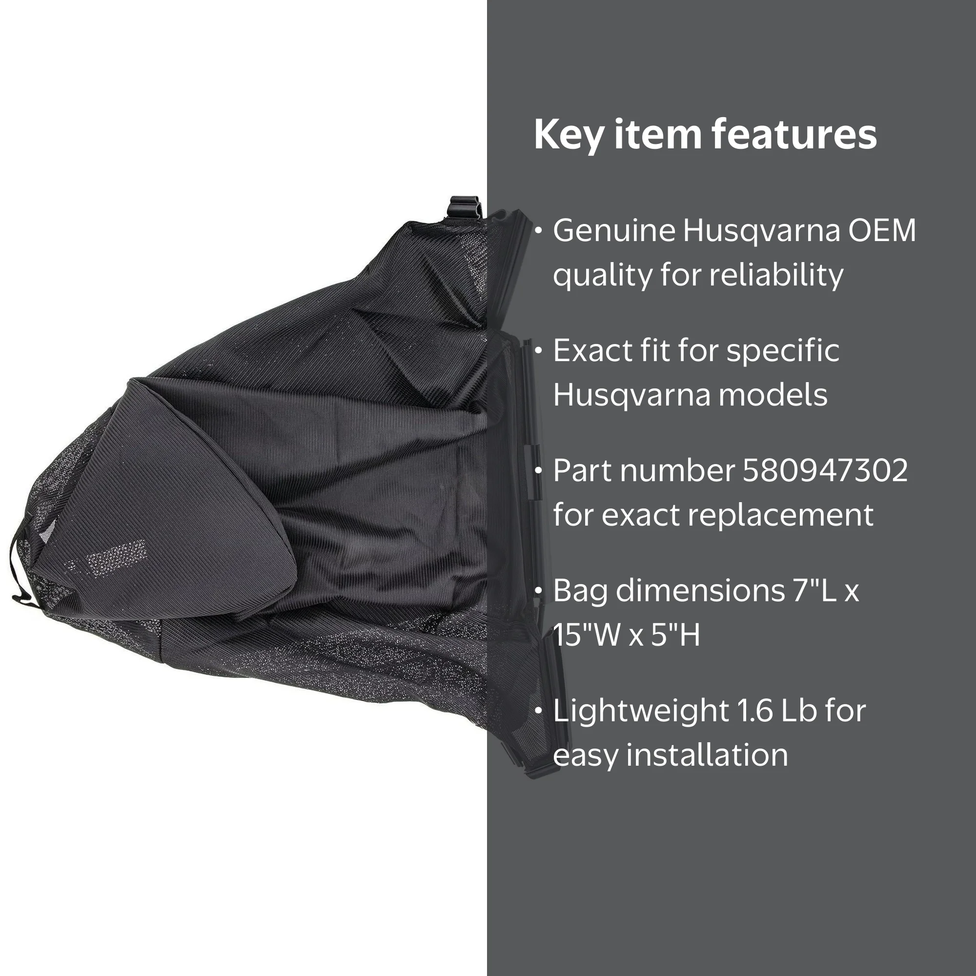 OEM Husqvarna Grass Bag for HD725E, HD775HW, HD800HW, HU550FH