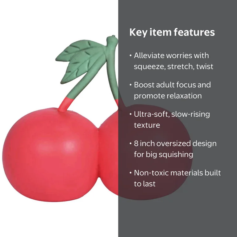 Squeezy Cherries- 8 Inch Ultra-Soft Slow Rising Jumbo Squishy