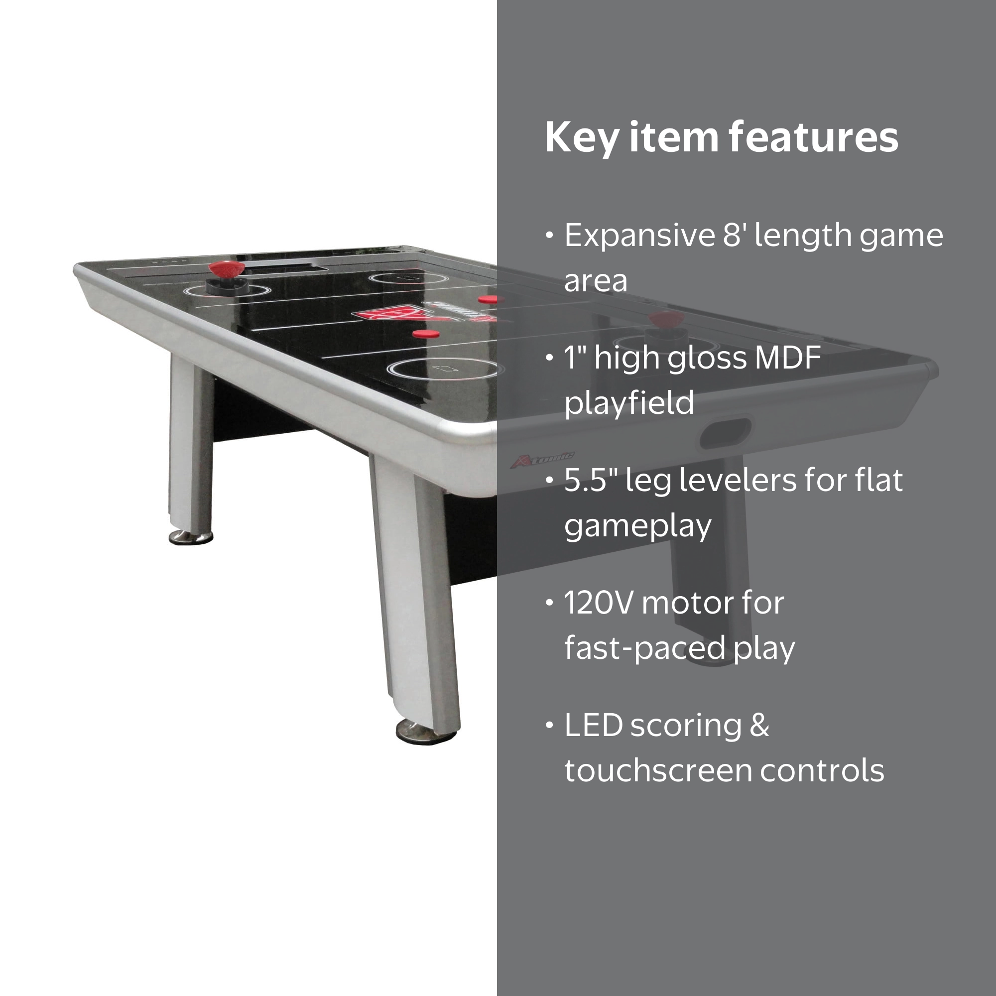 Atomic Avenger 8' Hockey Table with LED Scoring and 120V Blowers