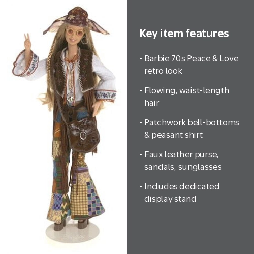 Barbie Peace & Love 70's Fashionista Collectible Doll: 20th