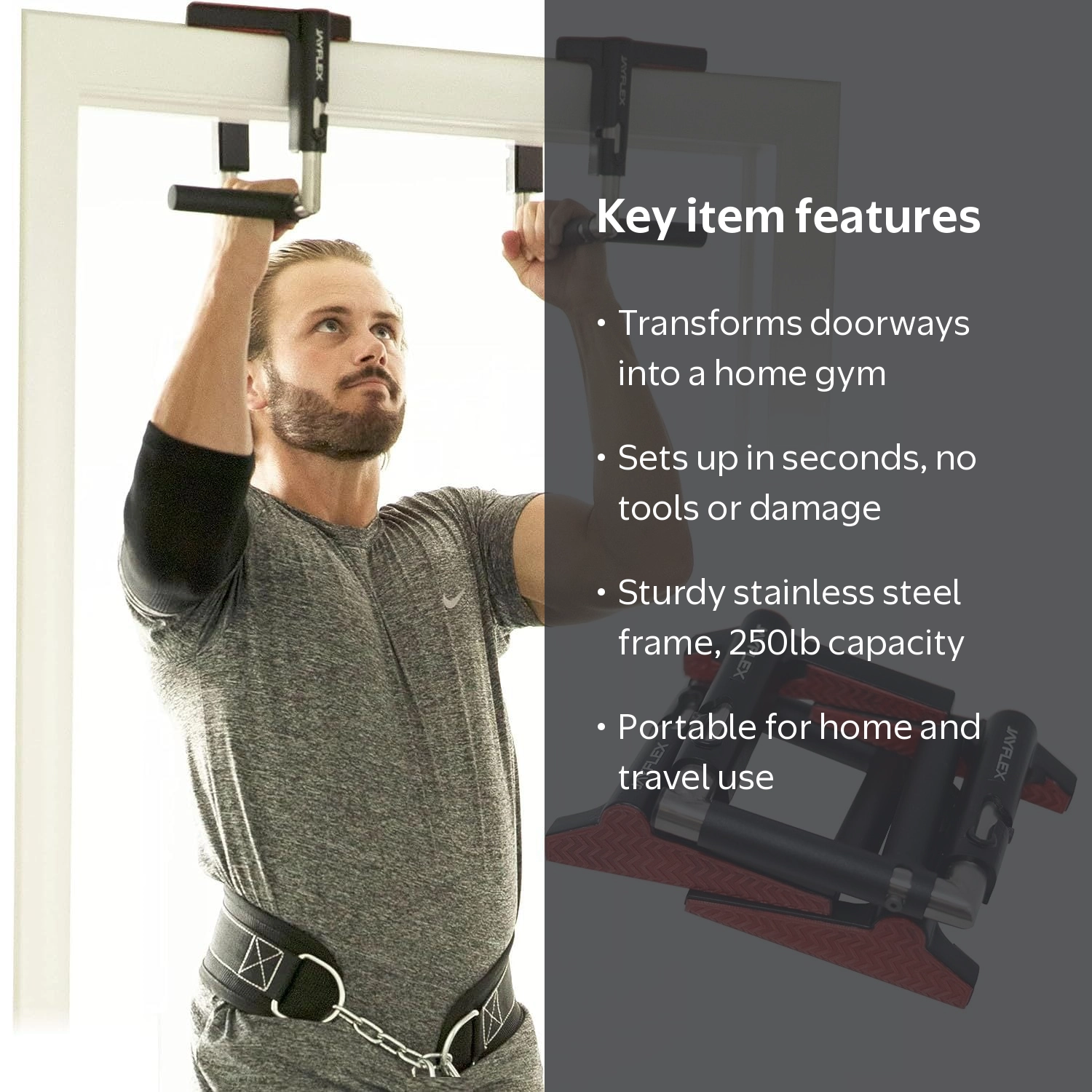 Jayflex - CrossGrips - Door Pull-up Bar Handles - Doorframe Pullup