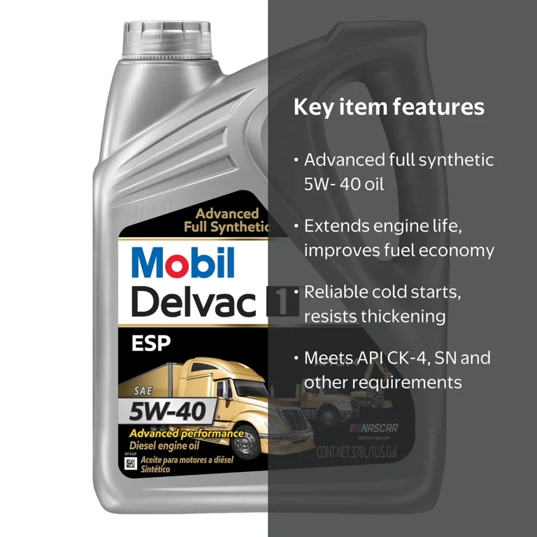 Mobil Delvac, Diesel Engine Oil, 5W-40, Heavy Duty Full Synthetic