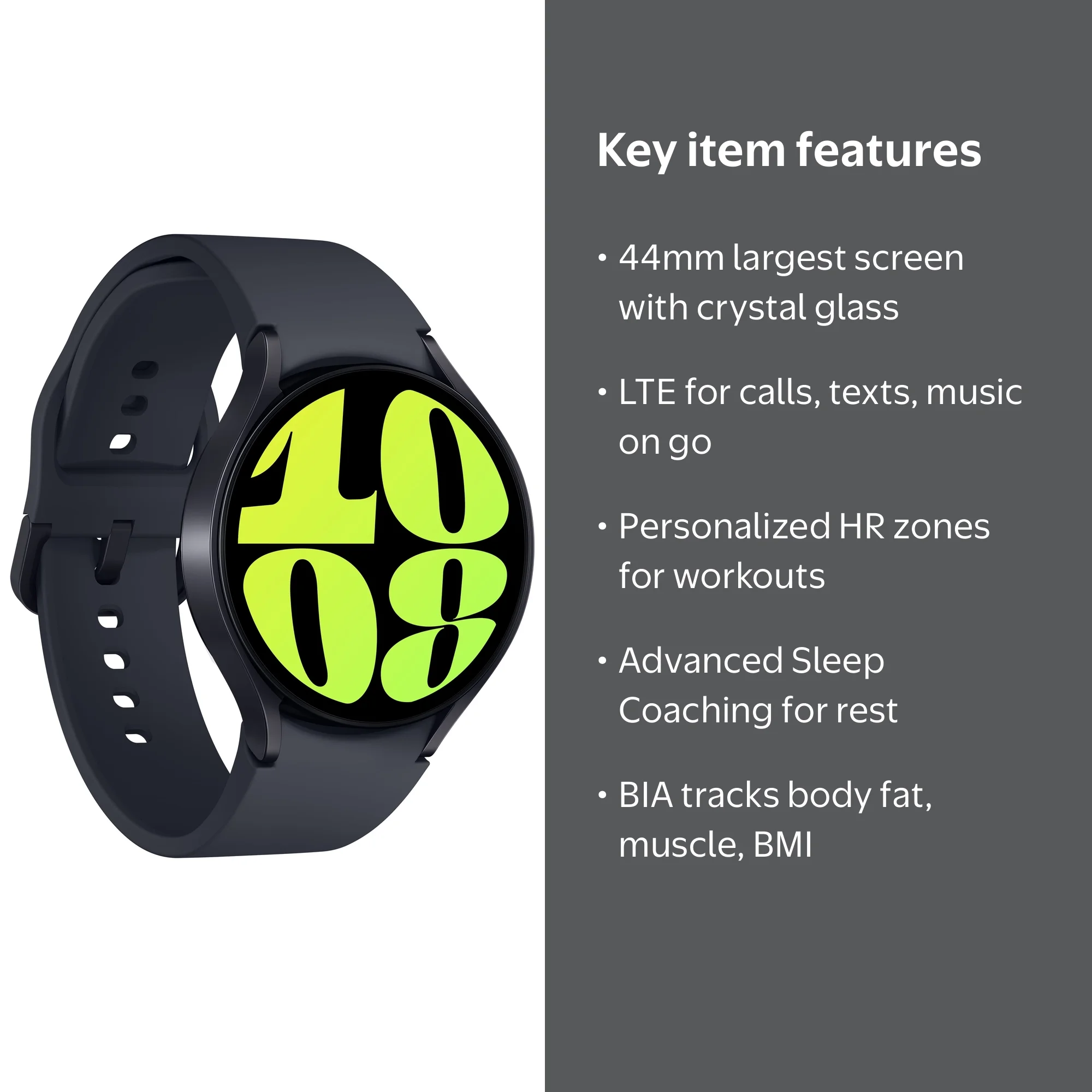 Samsung Galaxy Watch6, 44mm, LTE, Graphite - Smart Health & Active