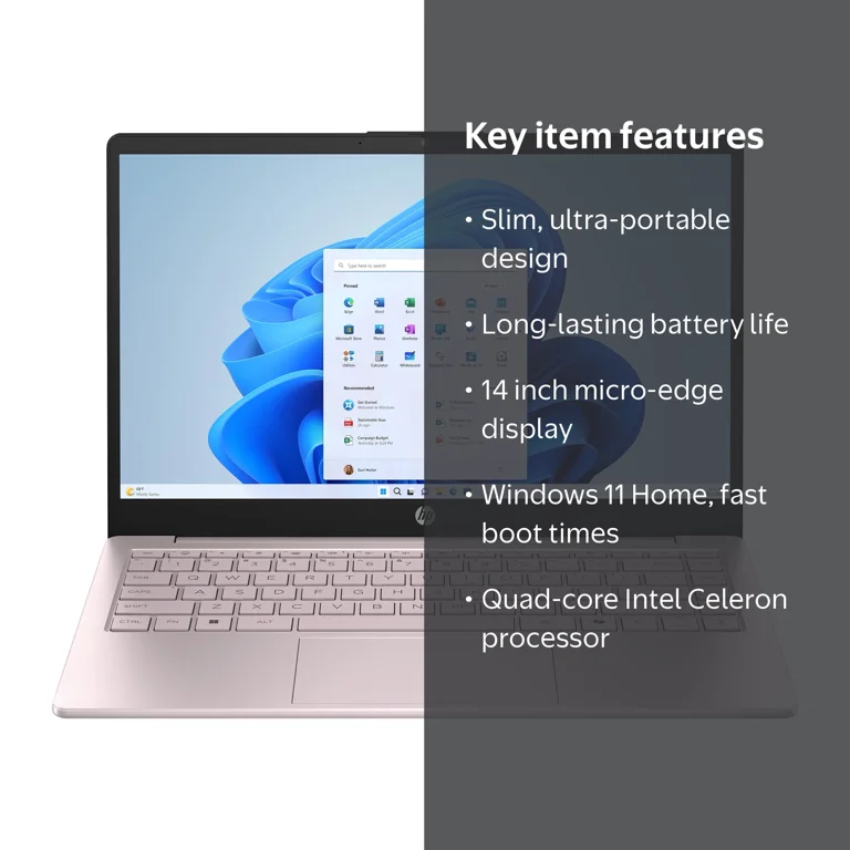 HP 14 inch HD Windows Laptop Intel Processor N150 4GB RAM 128GB
