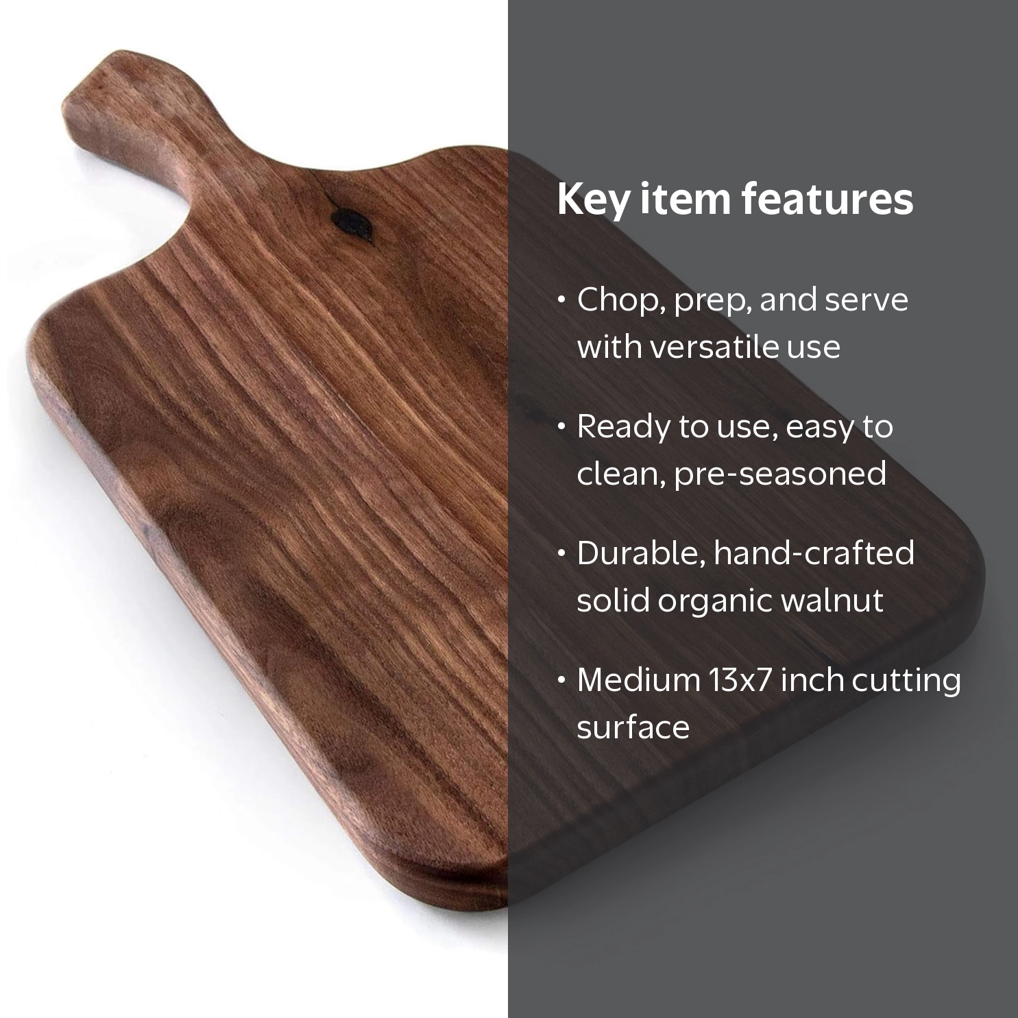 Brazos Home Dark Walnut Wood Cutting Board for Kitchen, Seasoned