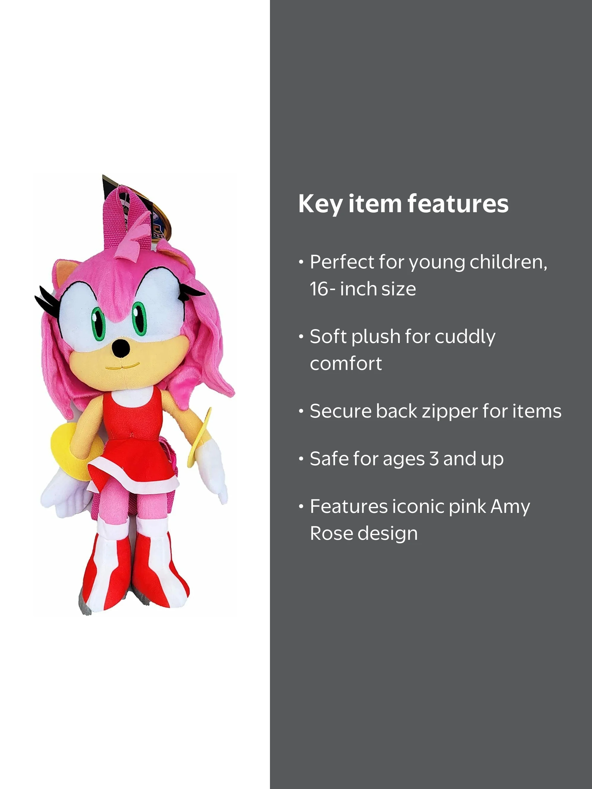 SEGA, Amy Rose Sonic Plush Backpack, 16 inch, Pink - Walmart.com