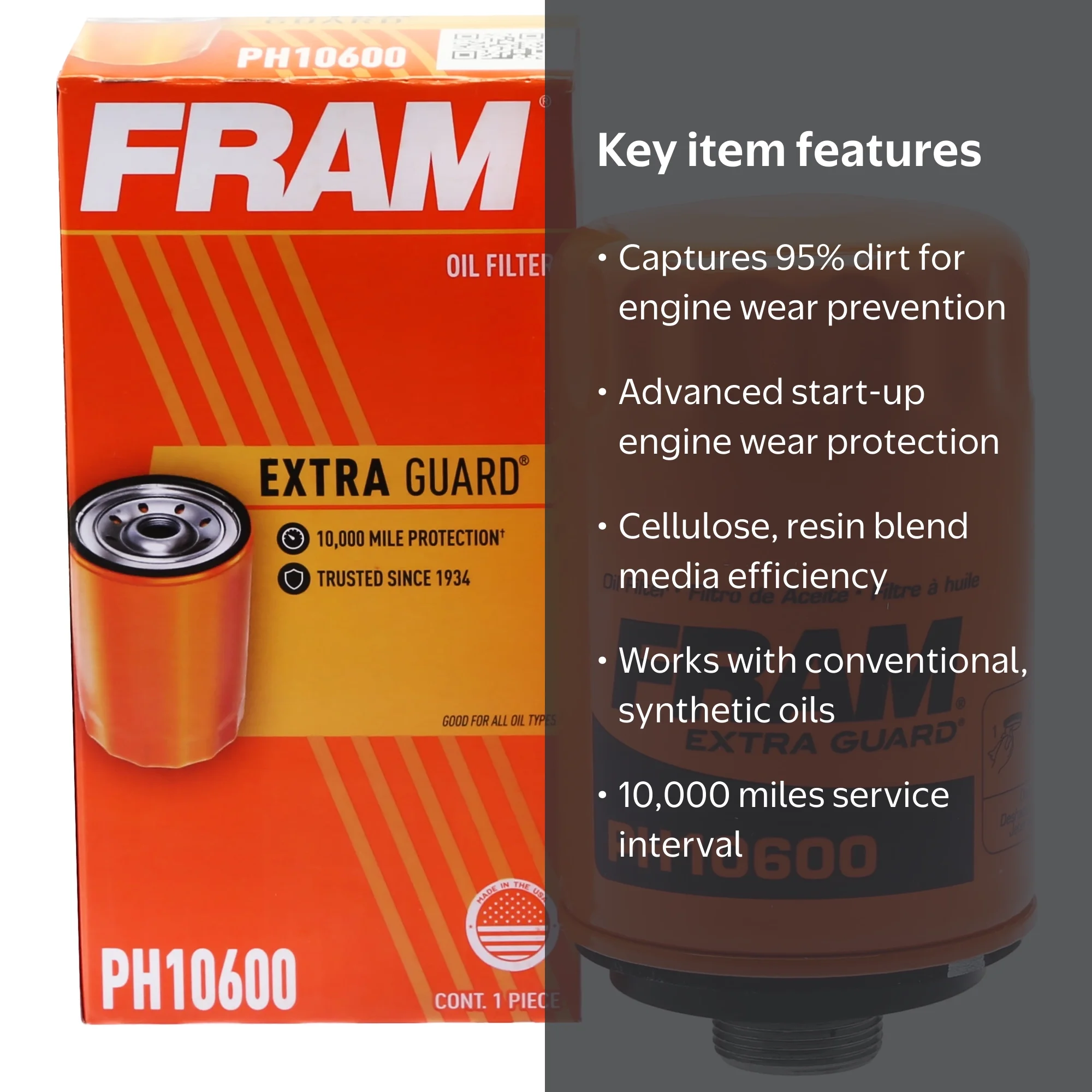 Free Shipping! FRAM Oil Filter PH10600 Extra Guard 10K Miles