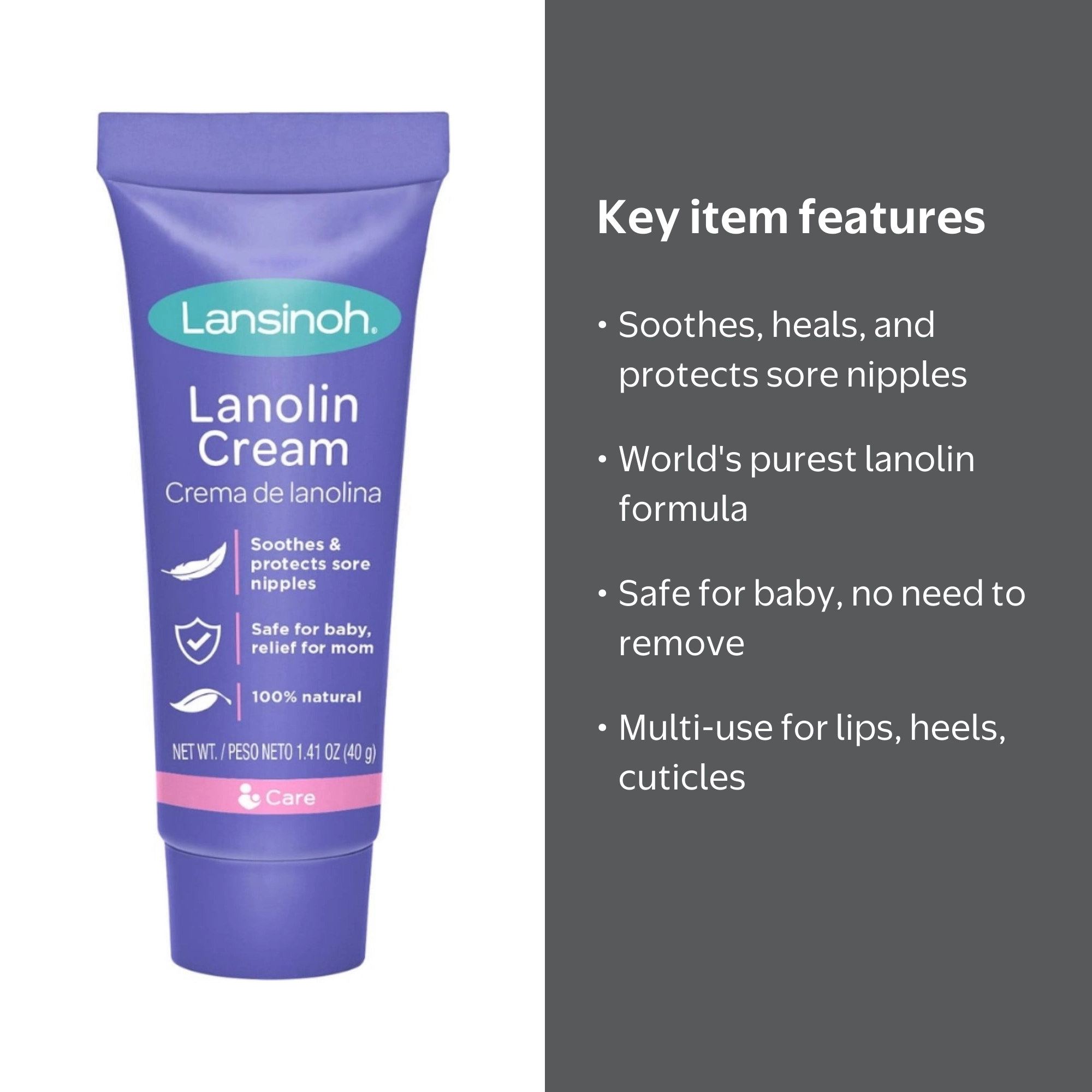 Lansinoh HPA Lanolin Nipple Cream, 100% Natural, Hypoallergenic