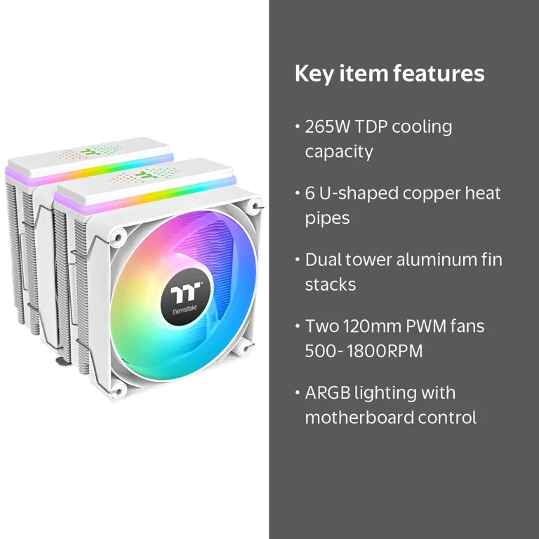 Thermaltake ASTRIA 600 ARGB CPU Cooler; 6 Copper Heat Pipes