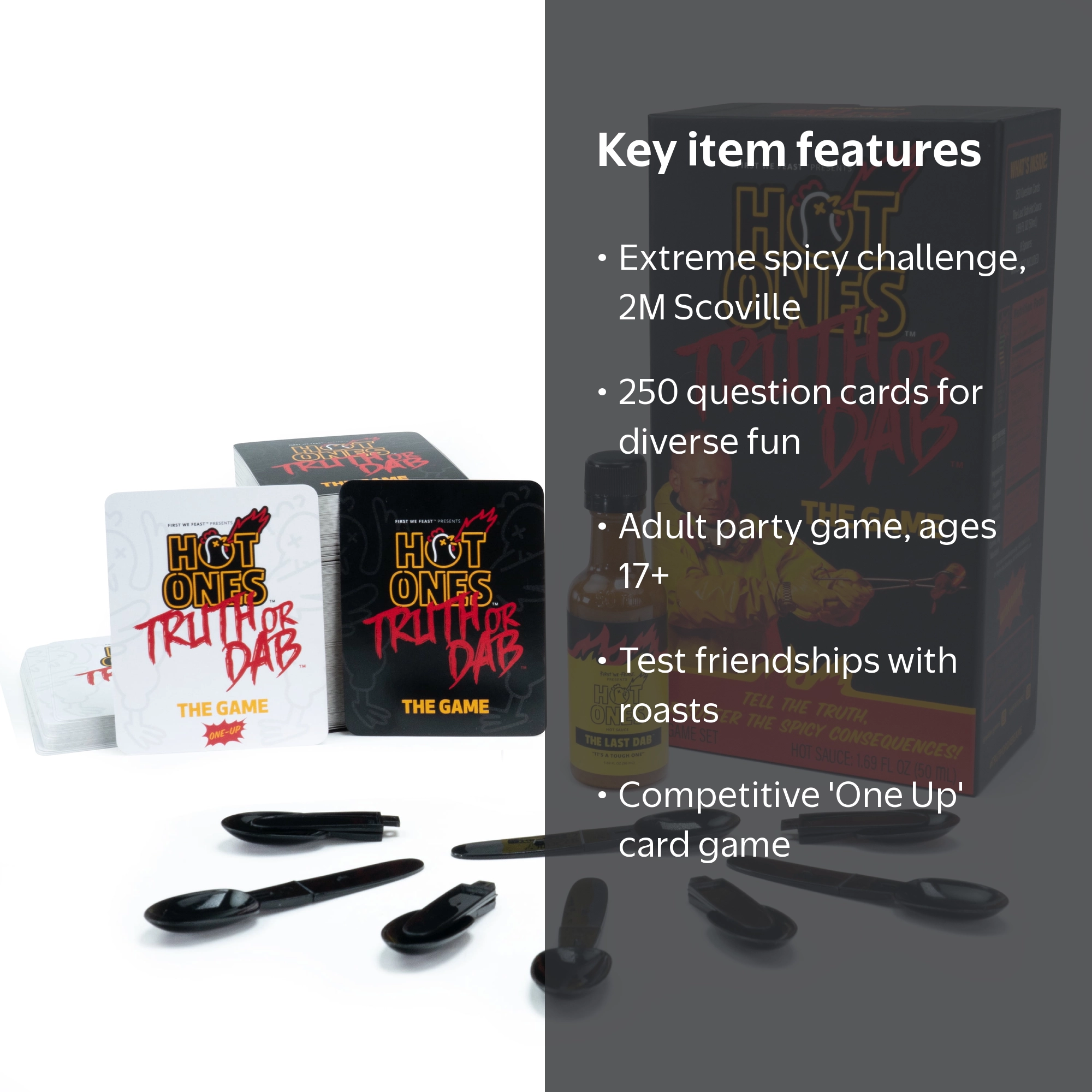 Wilder Toys Hot Ones Truth or Dab Game, 250 Question Cards, Last