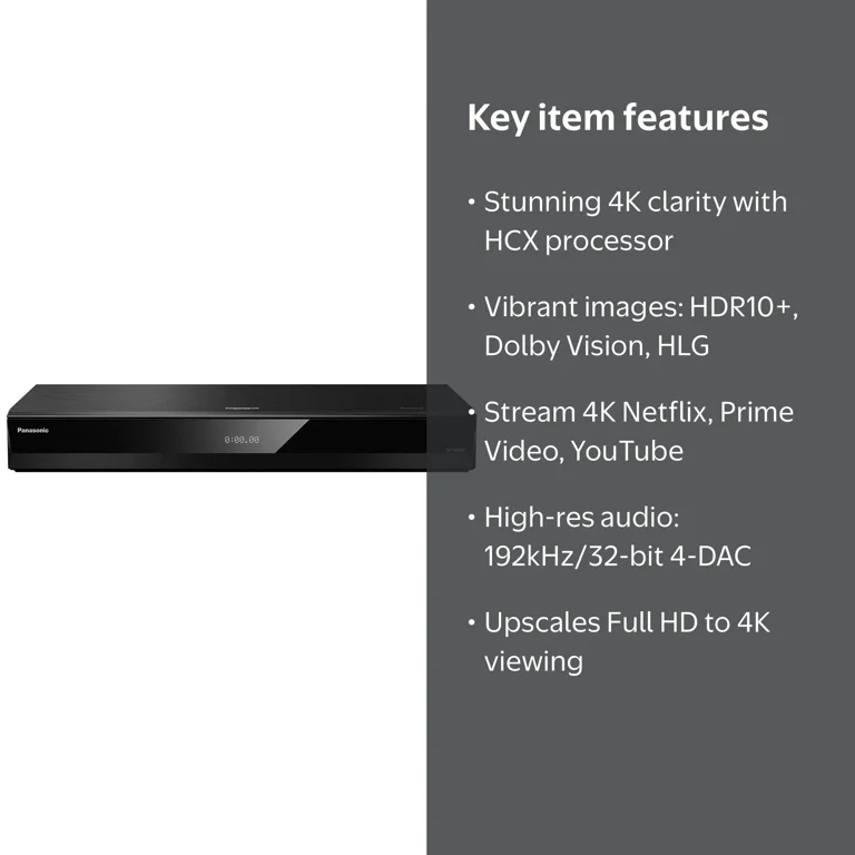 Panasonic 4K Ultra HD Blu-ray Player with HDR10+, Dolby Vision