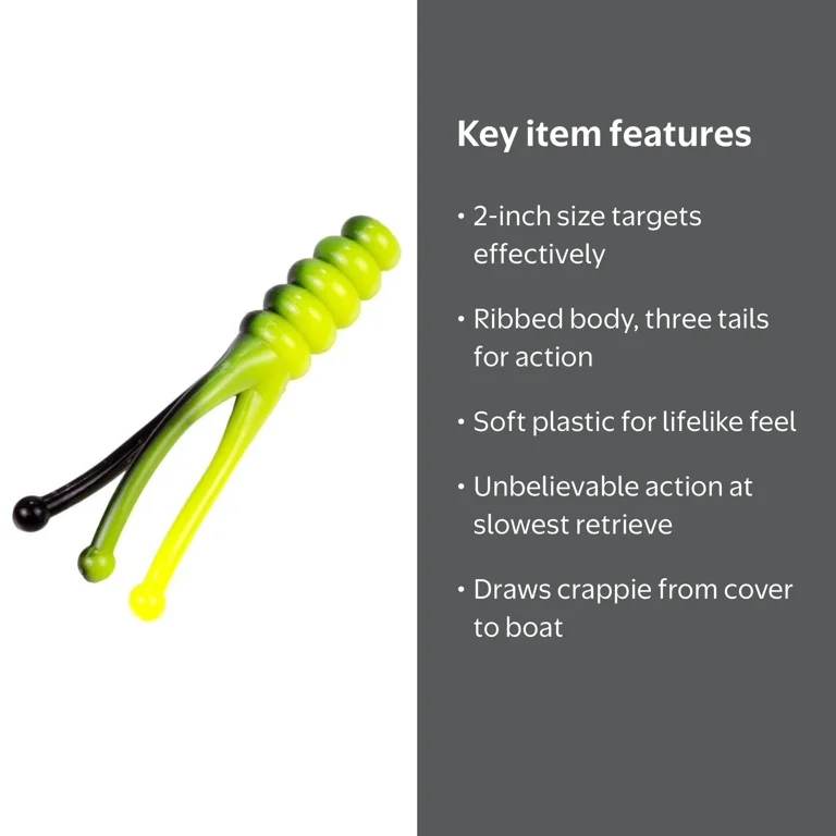 Strike King Mr Crappie Joker Black Chartreuse 2in Soft Plastic
