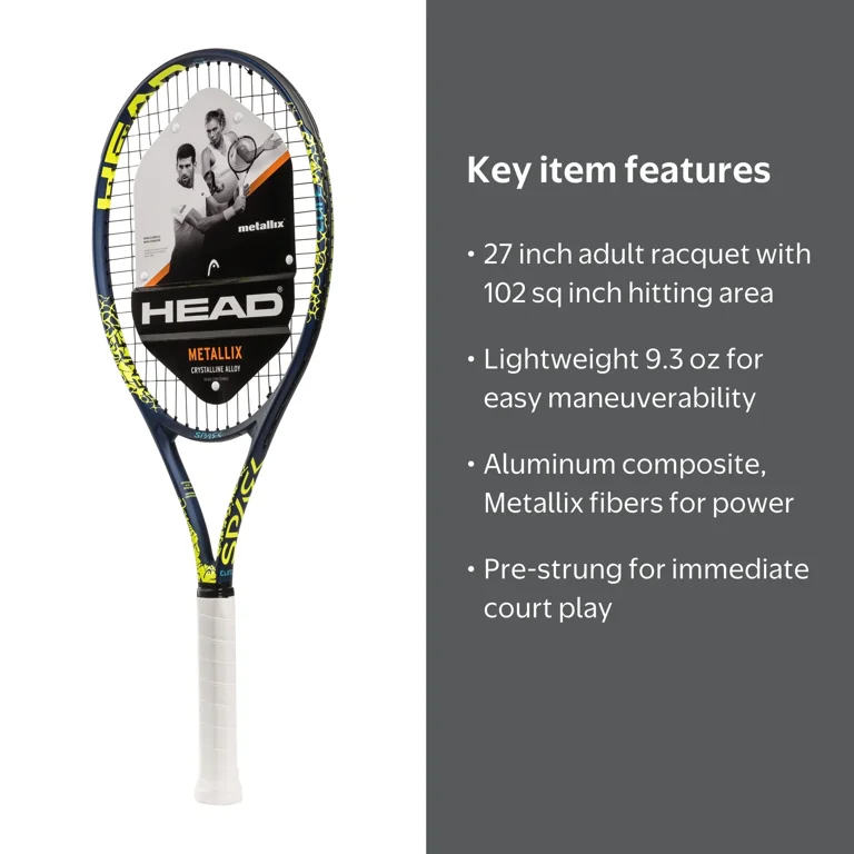 HEAD MX Spark Elite Adult Tennis Racket, Light Weight, Strung, 27