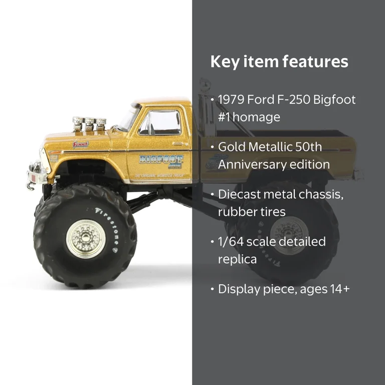 1/64 1979 Ford F-250 Monster Truck, Gold Metallic, Bigfoot #1 50th