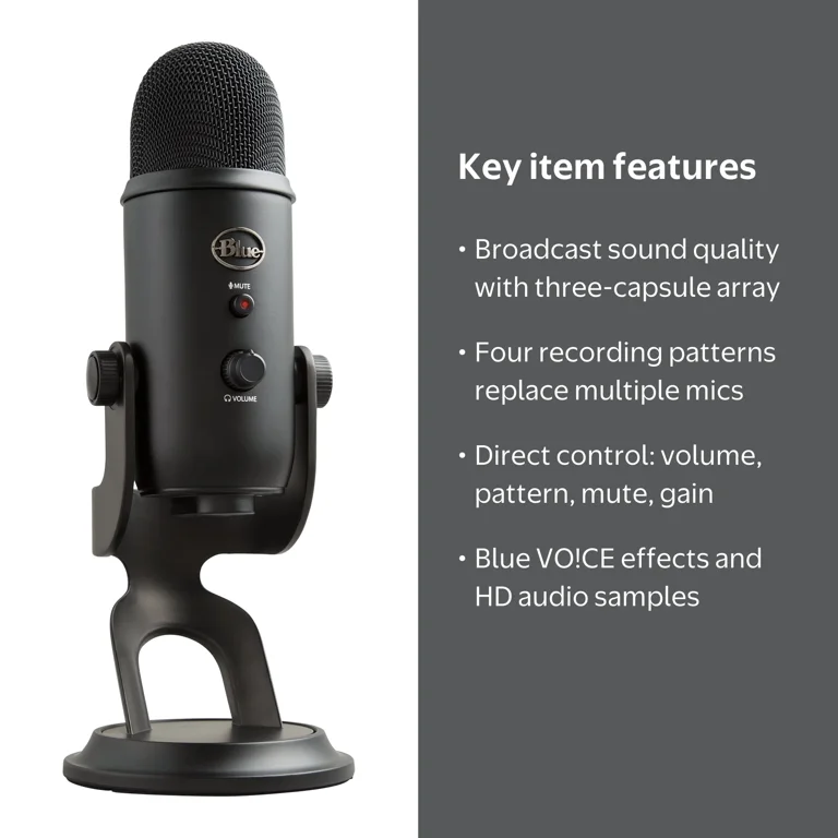 Blue Microphones Blue Yeti USB Microphone for PC Mac Podcasting