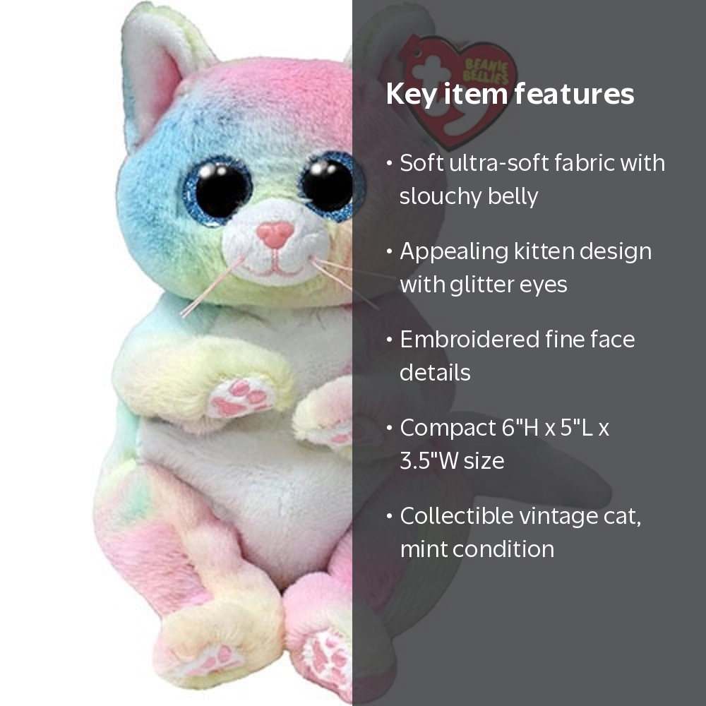Ty Beanie Bellies Jenny The Multicoloured Kitten with Glitter Blue
