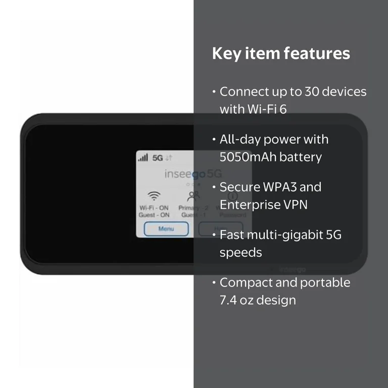 Inseego MiFi M2000 Portable Internet Hotspot, 5G and 4G LTE, T