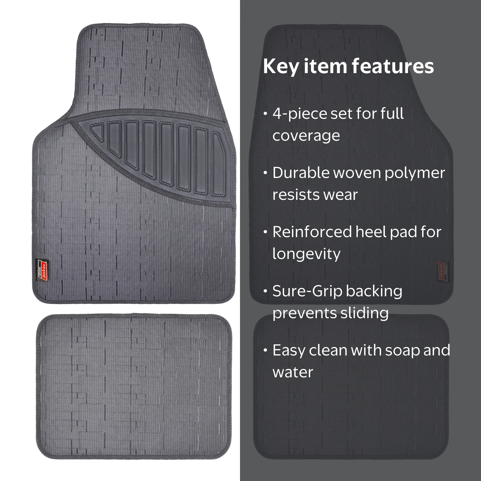 HEAD Racing Dept ブラックインソール Genuine Dickies 4-Piece Black Enduro Floor Mats, Sure-Grip Backing