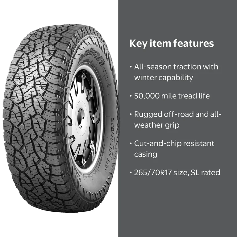 Kumho Road Venture AT52 265/70R17 115T All-Season Light Truck Tire