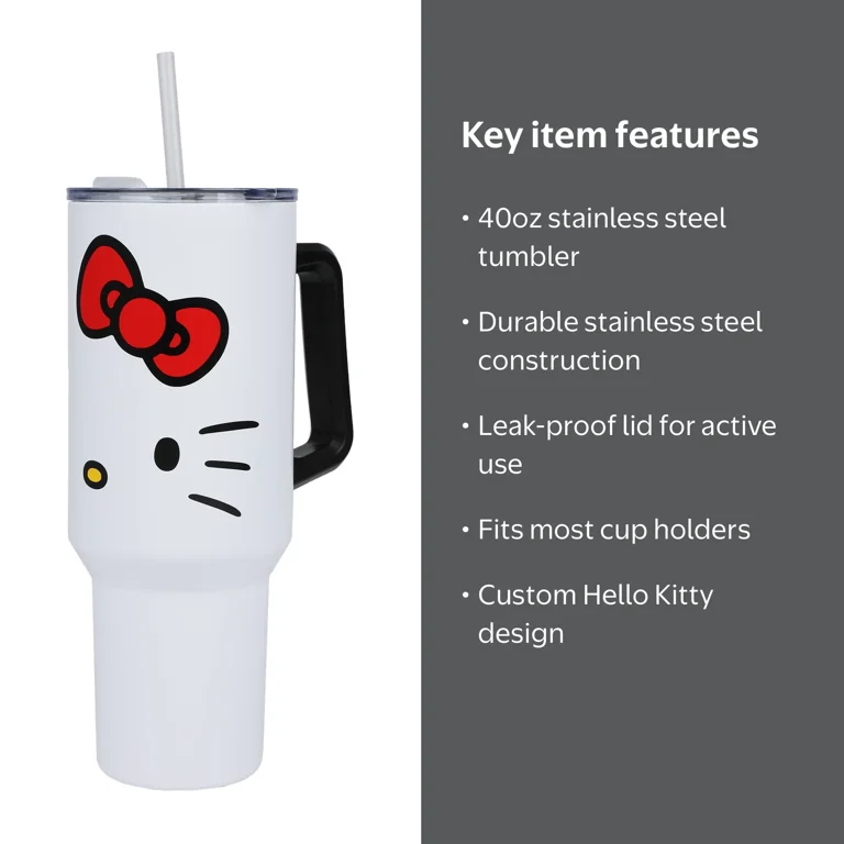 Hello Kitty 40 Oz. Stainless Steel Travel Tumbler, Coffee & Water