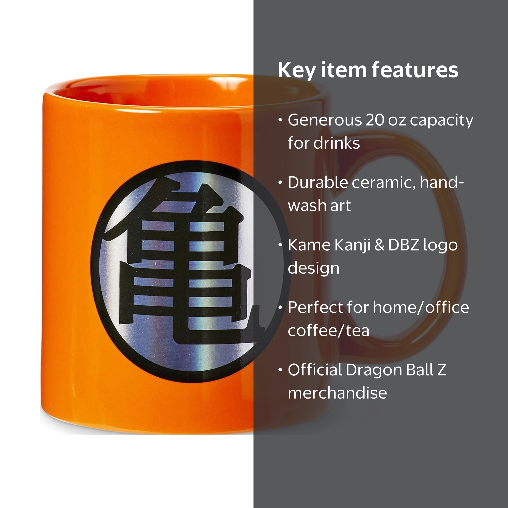 Dragon Ball Z Kame Kanji & Logo Orange Ceramic Mug | Large Cup