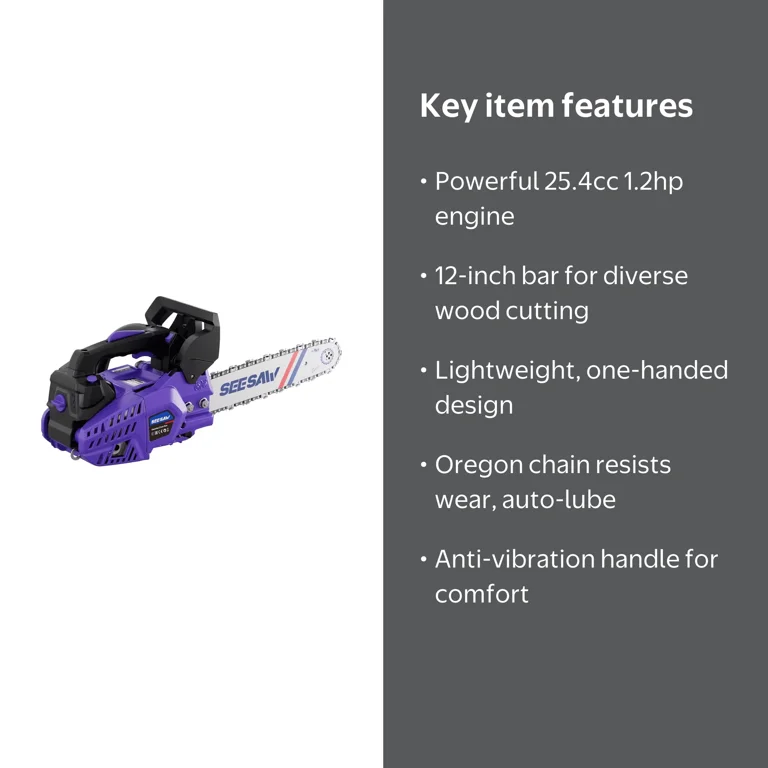 12-Inch 25CC Gas Chainsaw, Handle Lightweight 2-Stroke Cordless