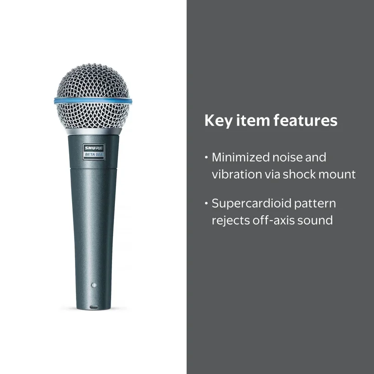 Shure BETA 58A Professional Studio Vocal Microphone, Supercardioid
