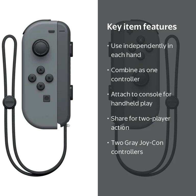Nintendo Switch - Joy-Con (L R) Gray Controllers, Full Size
