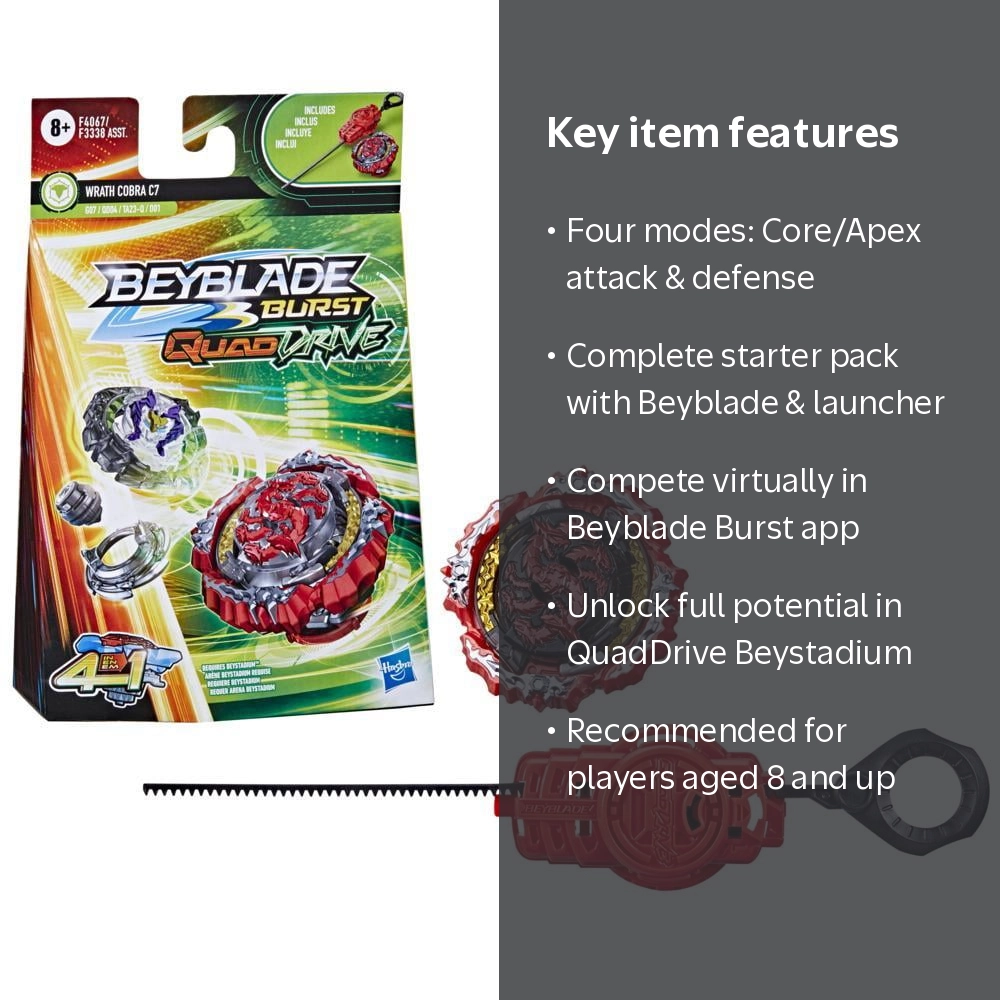 Beyblade Burst QuadDrive Wrath Cobra C7 Starter Pack Battling Game