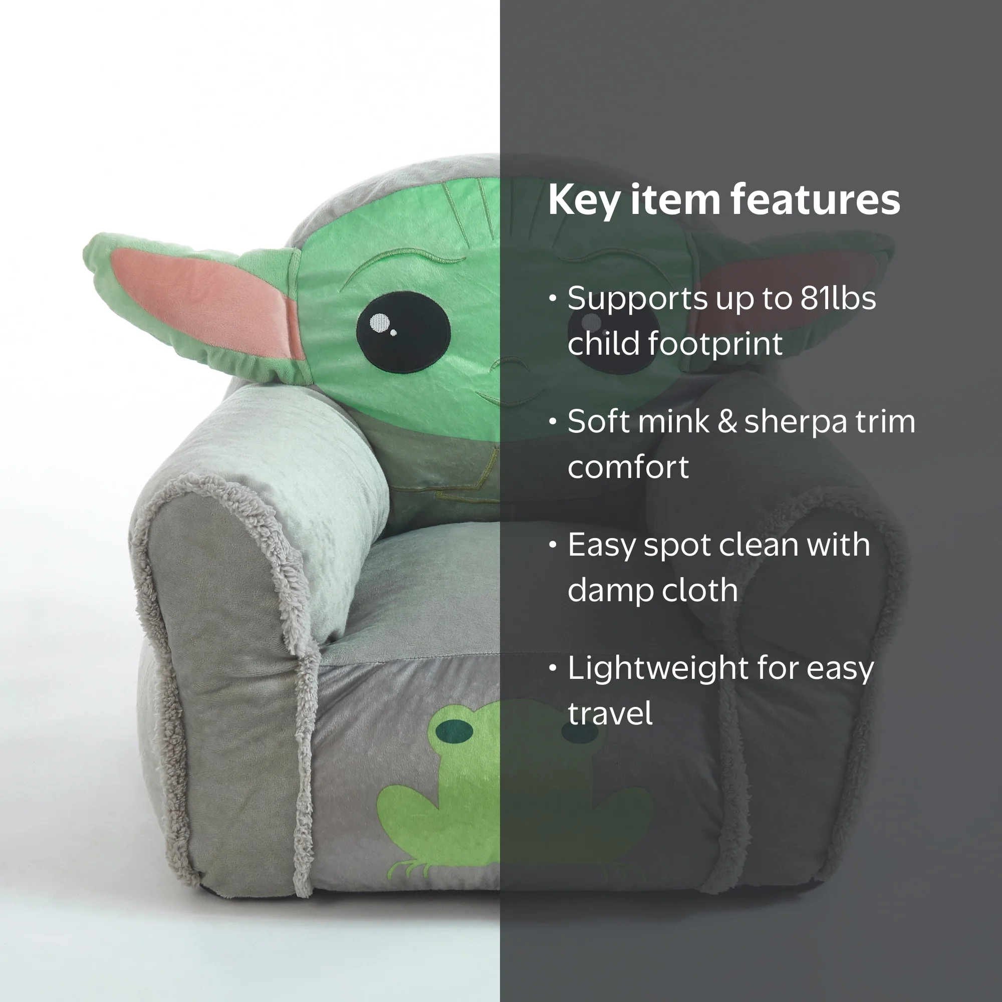 The Mandalorian Baby Yoda Toddler Bean Bag Chair, Polyester