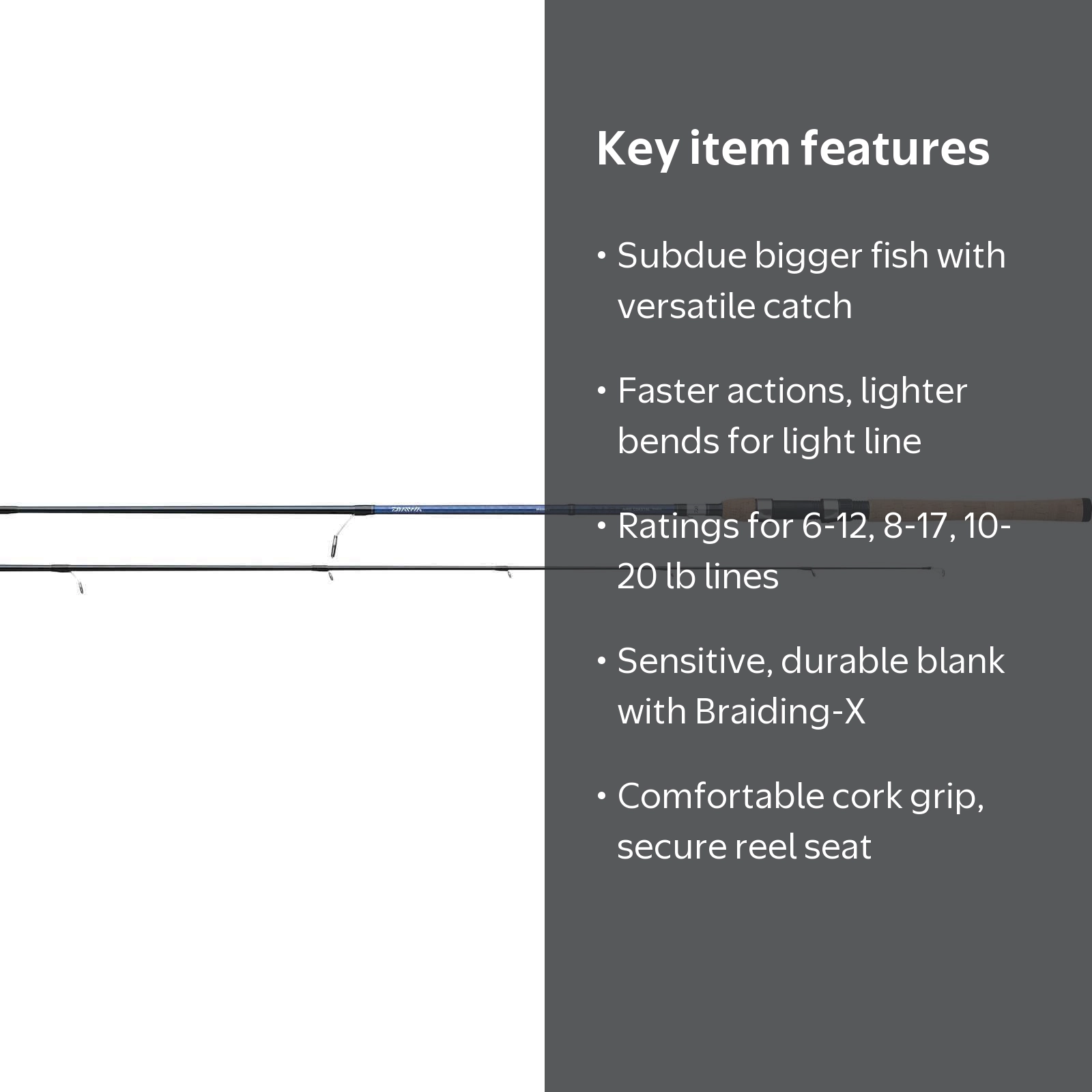 Daiwa Aird Coastal ACIN701MHXS Fishing Rod, Braiding-X, Cork