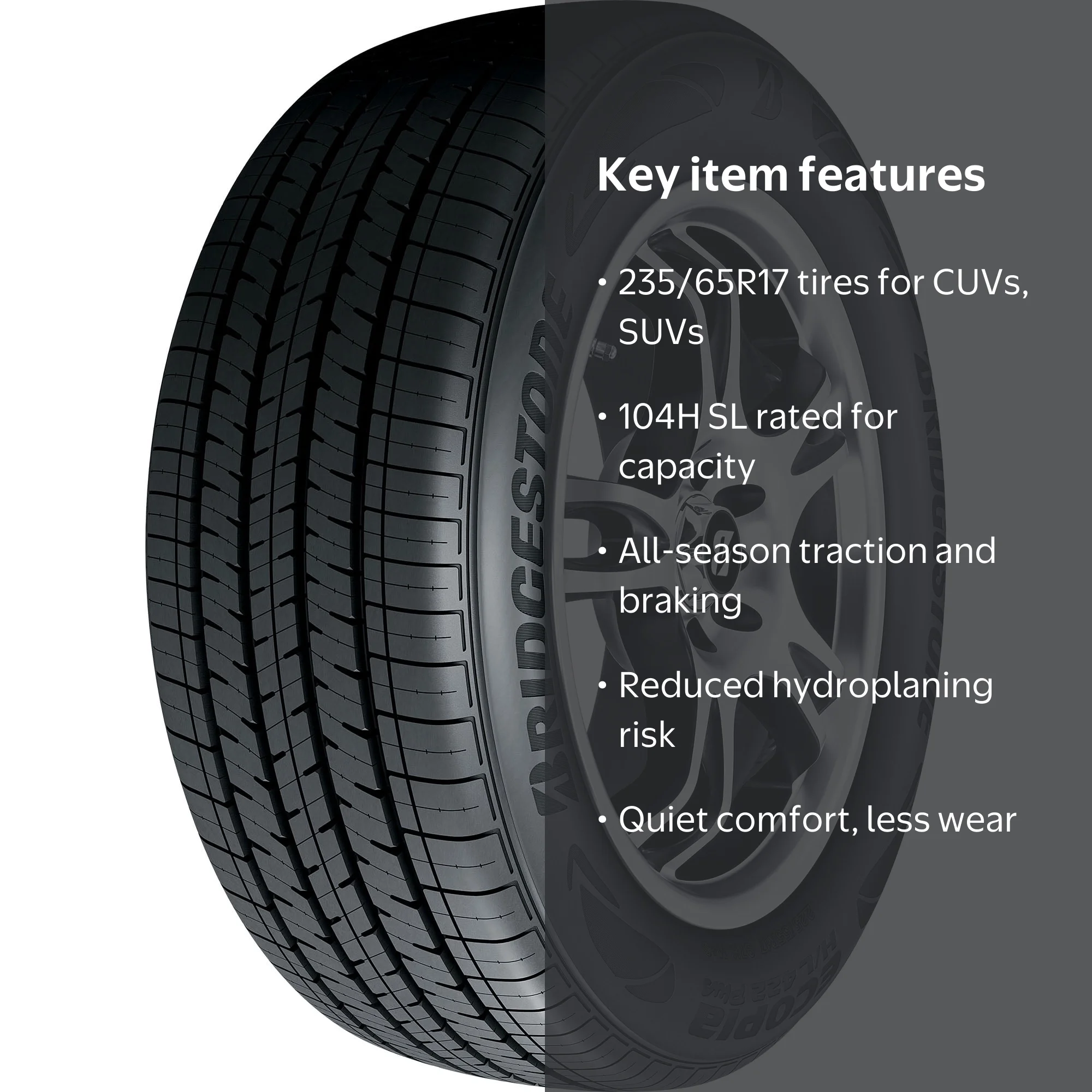 Bridgestone Ecopia H/L 422 Plus Tire, 235/65R17 104H, All-Season