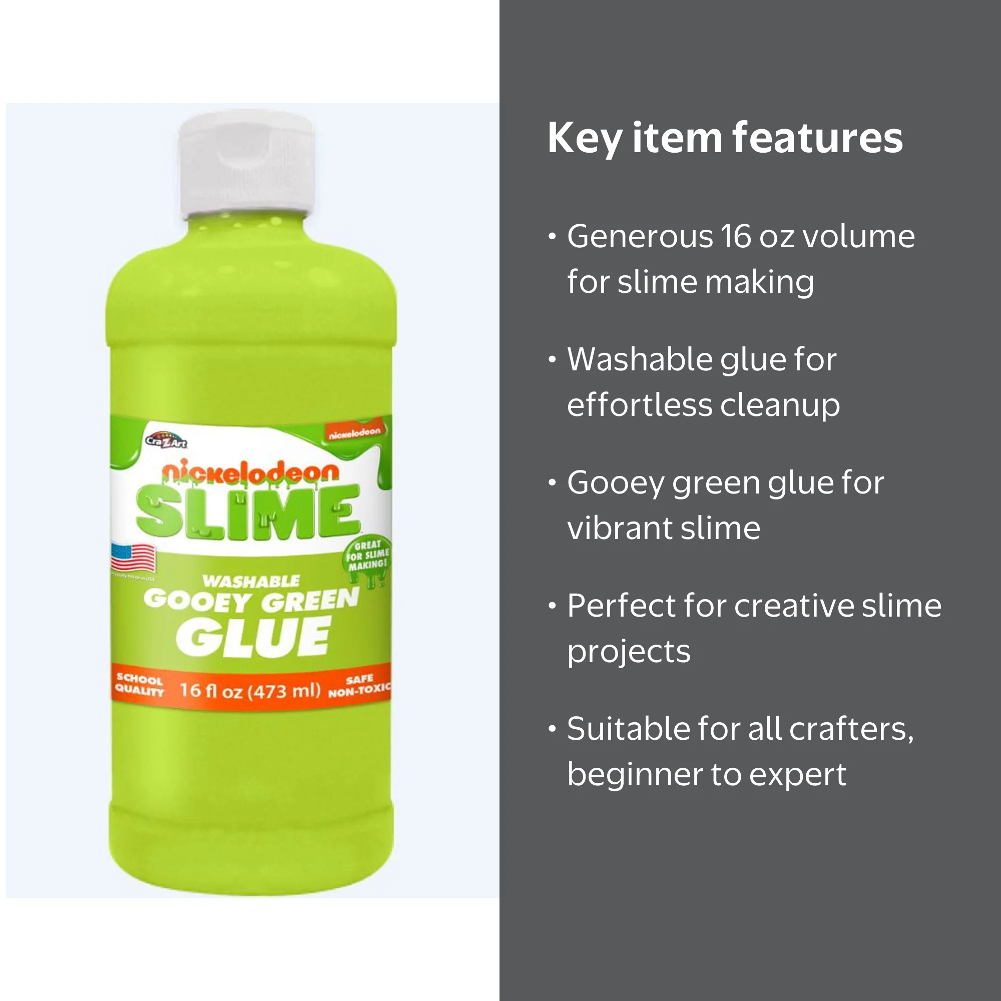 Cra-Z-Art Nickelodeon Slime Supplies Washable Gooey Green Glue 16
