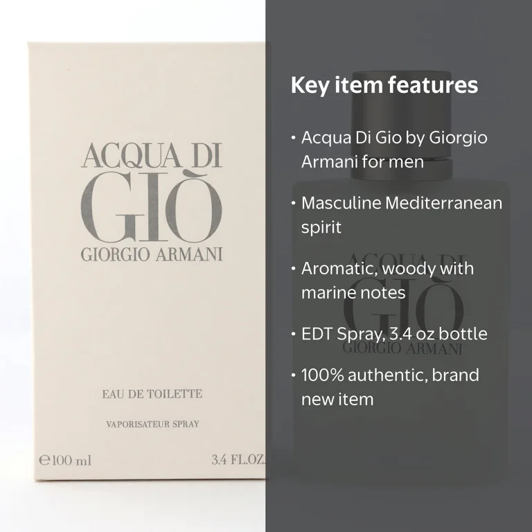 Giorgio Armani, Acqua Di Gio Men, 3.4 oz EDT Spray for Men
