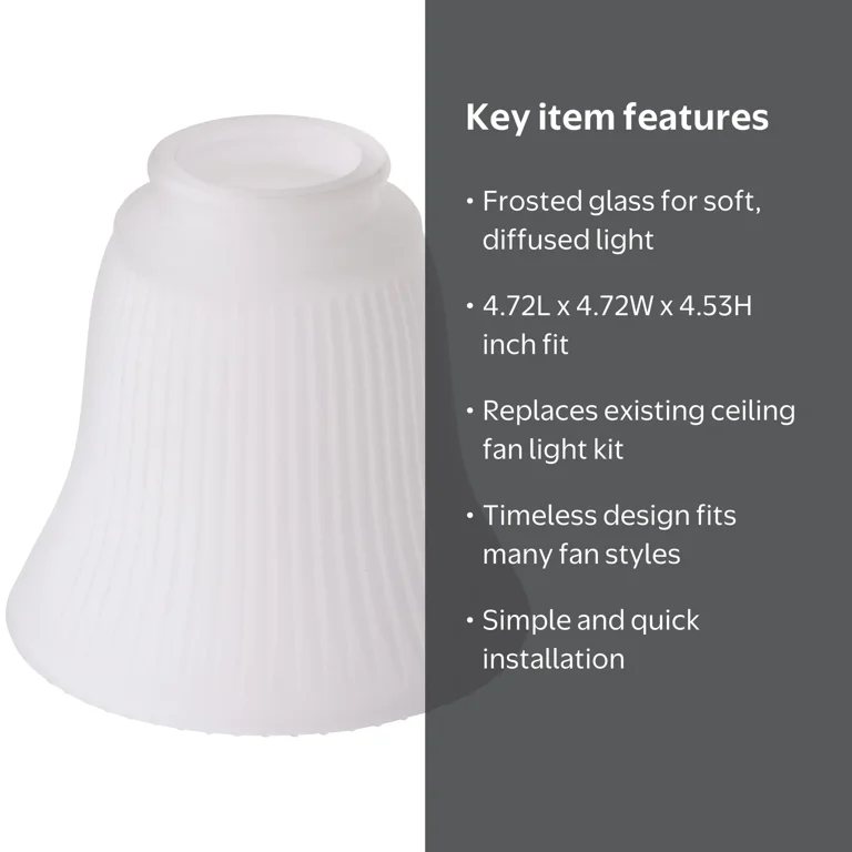 Mikinona Frosted Glass Ceiling Fan Light Shade – 4-Pack Replacement Globes, White, 14x13x13 Cm, Soft Diffused Lighting For Standard Fixtures