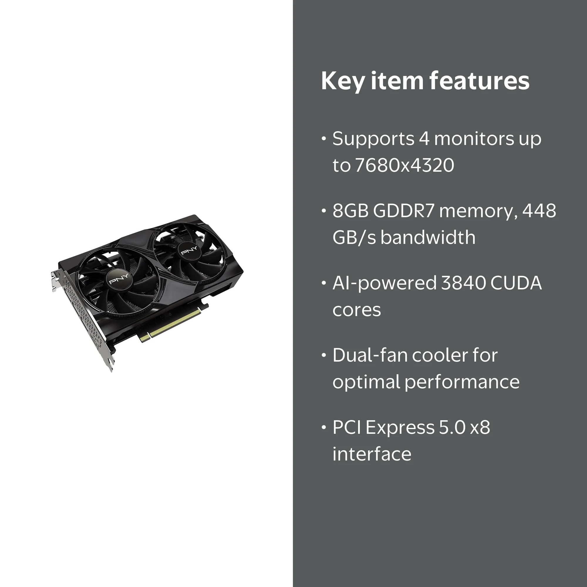 PNY VCG50608DFXPB1 GeForce RTX 5060 8GB Dual Fan Graphics Card