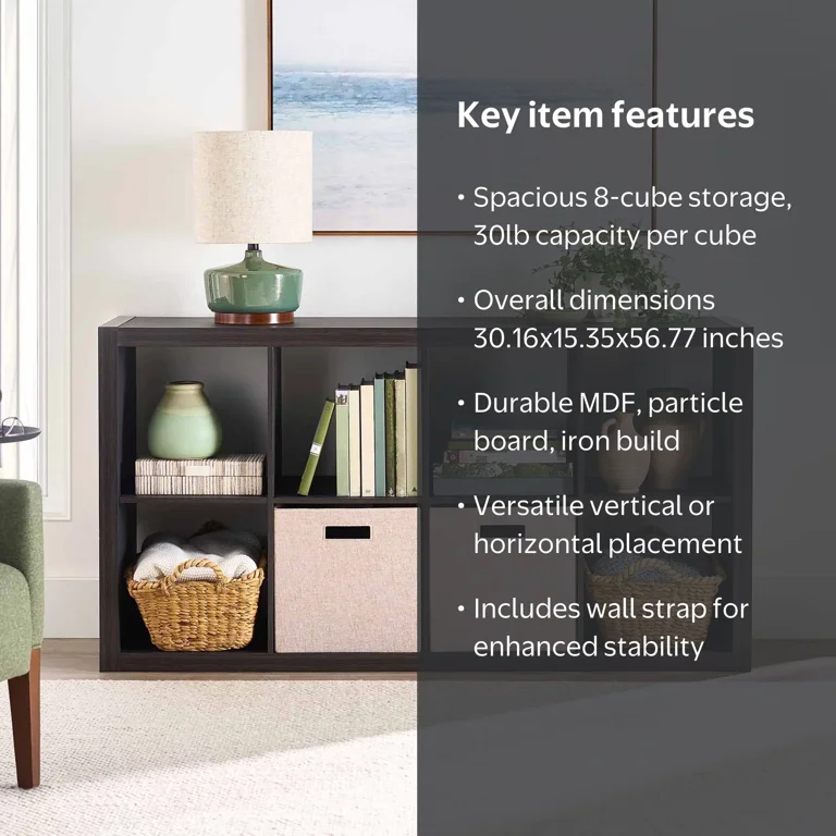 Better Homes & Gardens 8 Cube Storage Organizer, Tobacco Oak