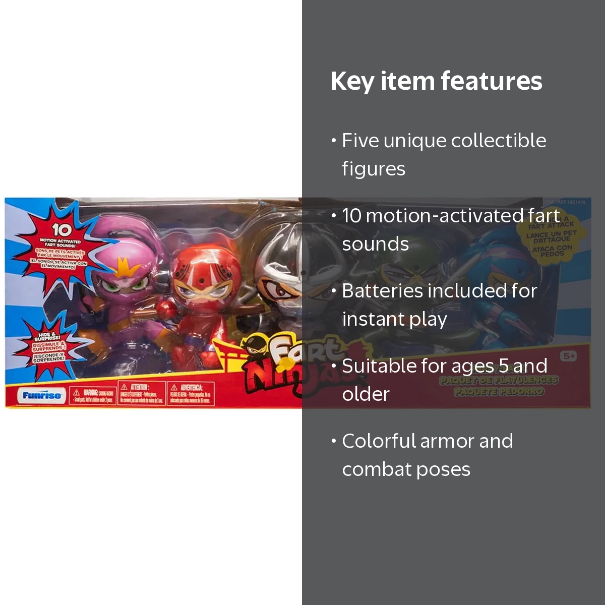 Funrise Fart Ninjas 5 Pack, Multicolor Collectible Toy Set