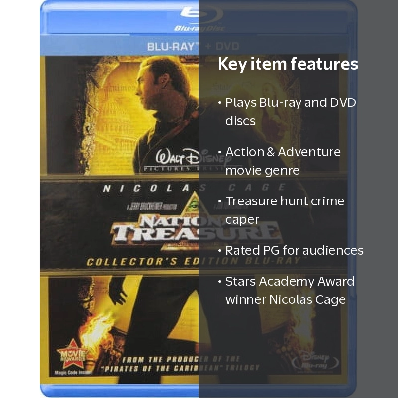 Disney, National Treasure Blu-ray/DVD Combo, PG, Action