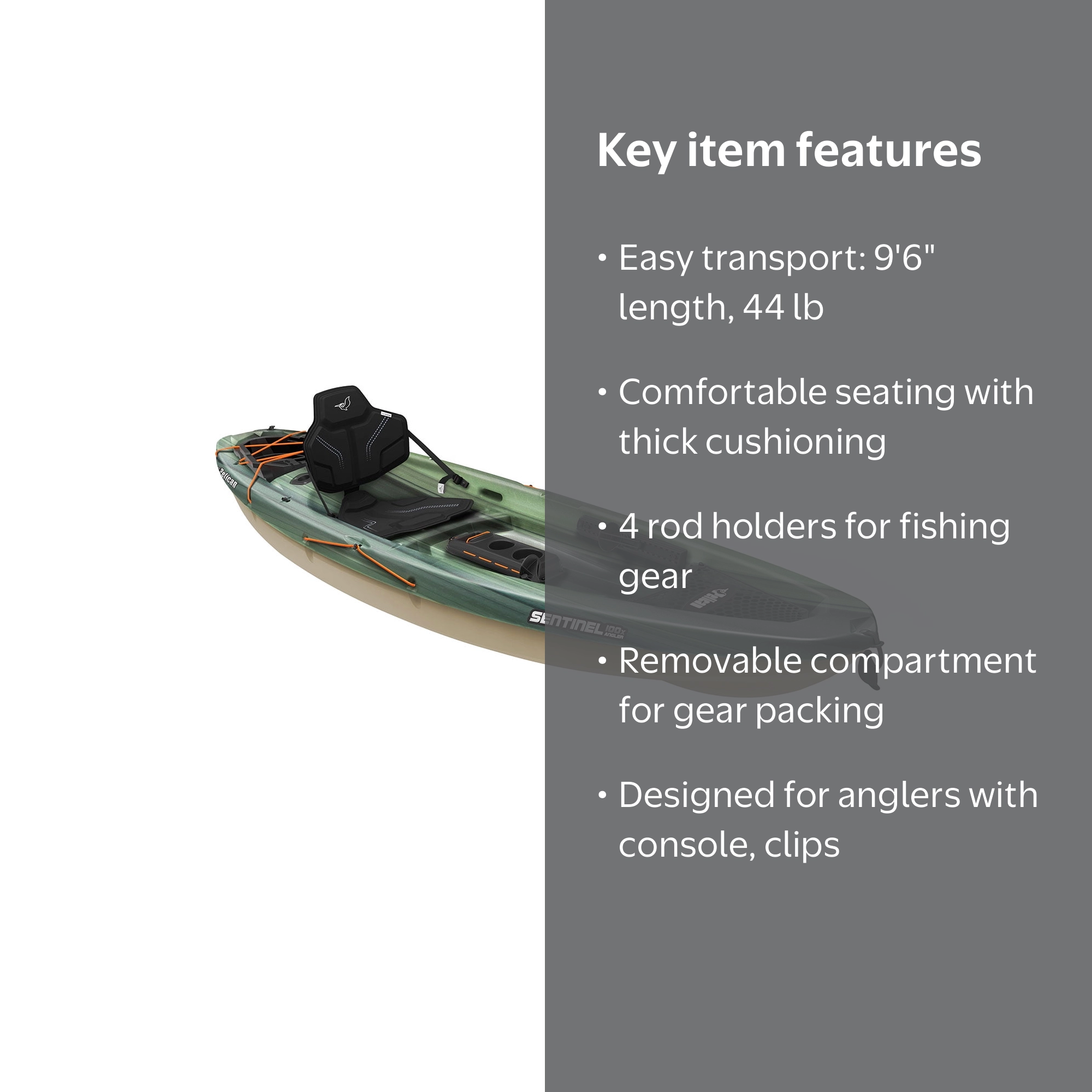 Pelican - Sentinel 100X - Angler Fishing Kayak - 10 ft - Fade