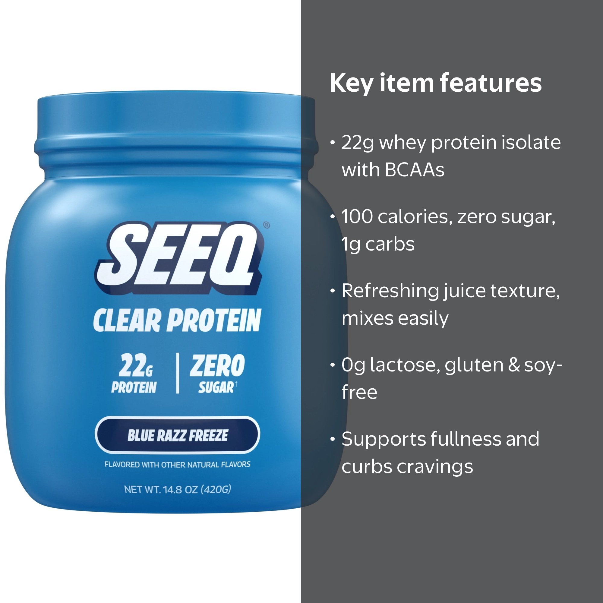 Seeq Clear Protein Powder - Blue Razz Freeze-15 Servings - Walmart.com